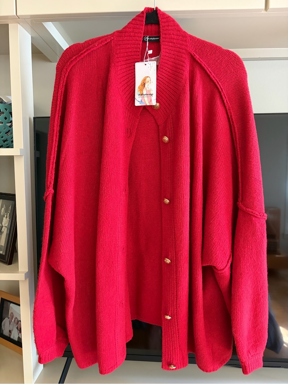 Pretty garden Women’s Red Button-Front Cardigan Sweater